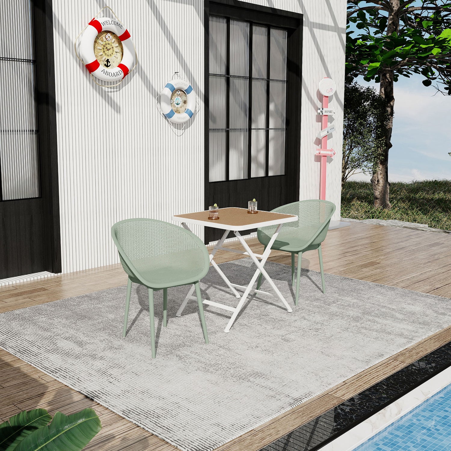 2 Pack Lounge Chair Set &amp; Folding Square Table