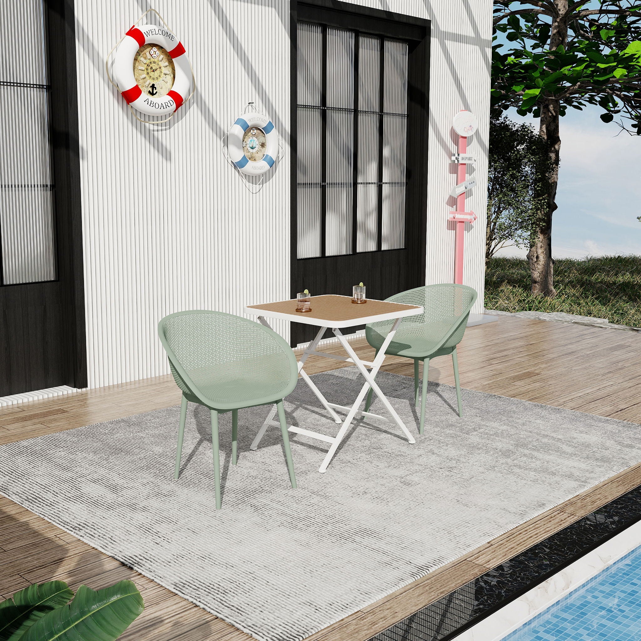 2 Pack Lounge Chair Set &amp; Folding Square Table
