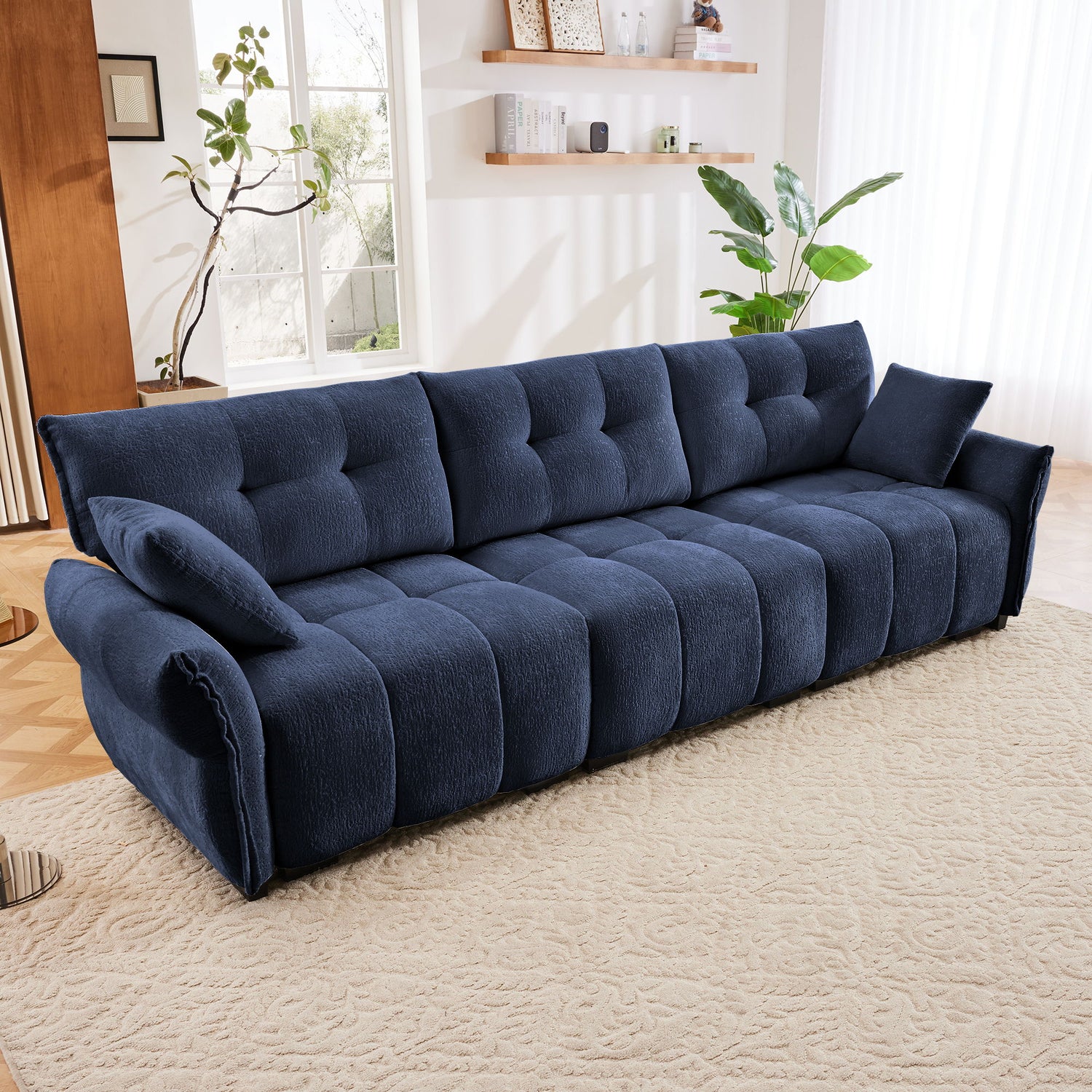 Modern Sofa &amp; Pillows, Textured Cover, High Rebound Cushions