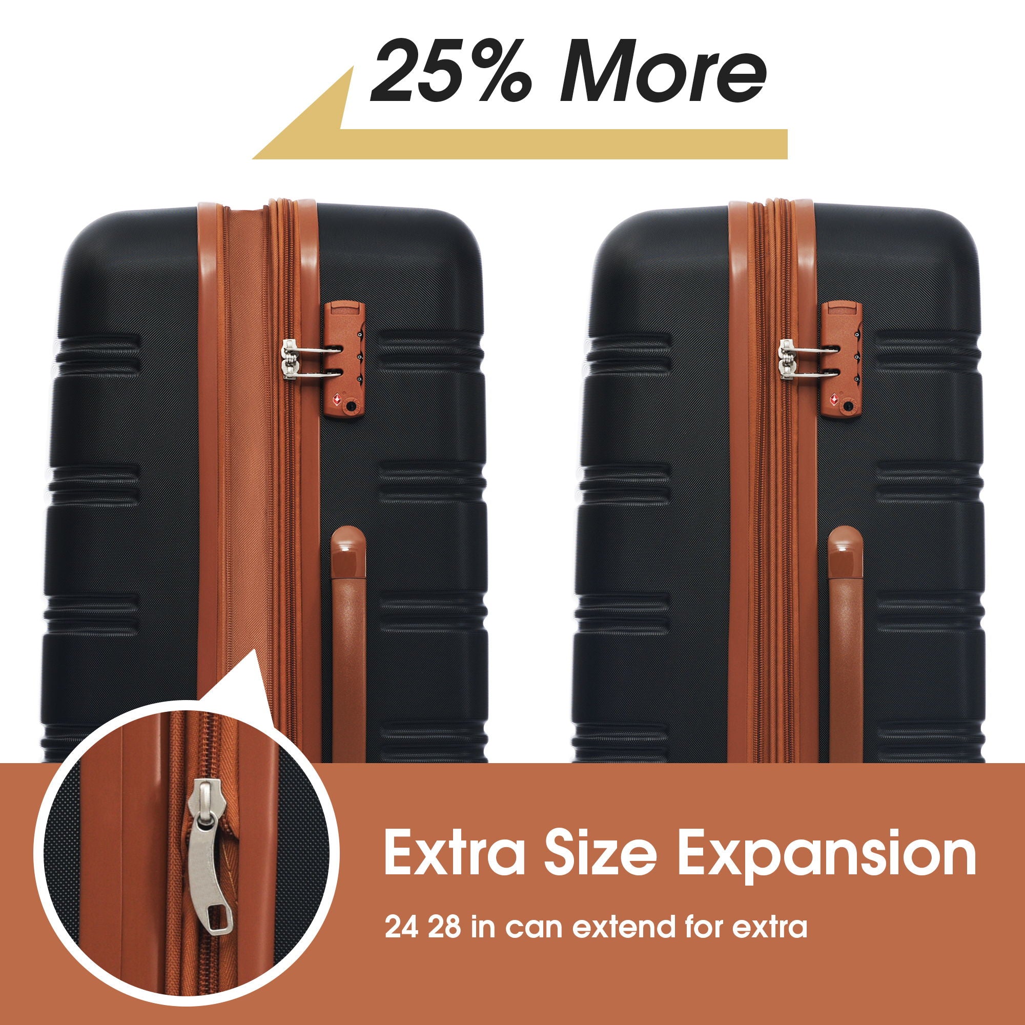 3 Piece Luggage Set Hardside Spinner Suitcase With Tsa Lock 20&quot; 24&quot; 28&quot; Available