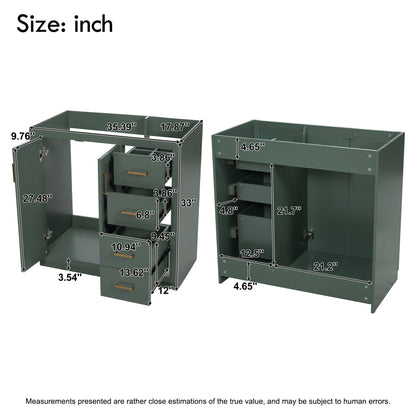 Retro Style Bathroom Vanity, 3 Drawers &amp; Soft Closing Doors