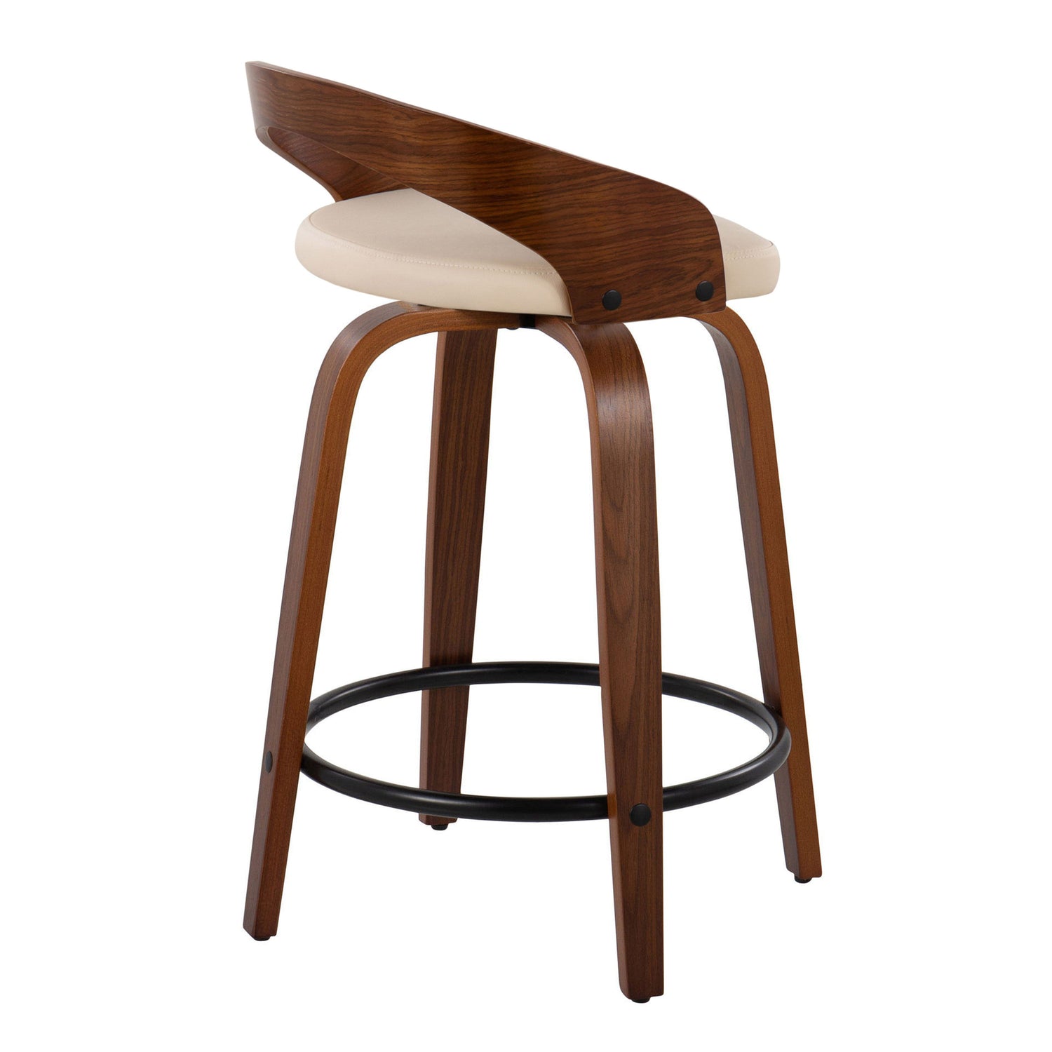 Grotto - Mid-Century Modern Fixed Height Counter Stool &amp; Swivel With Round Footrest (Set of 2)