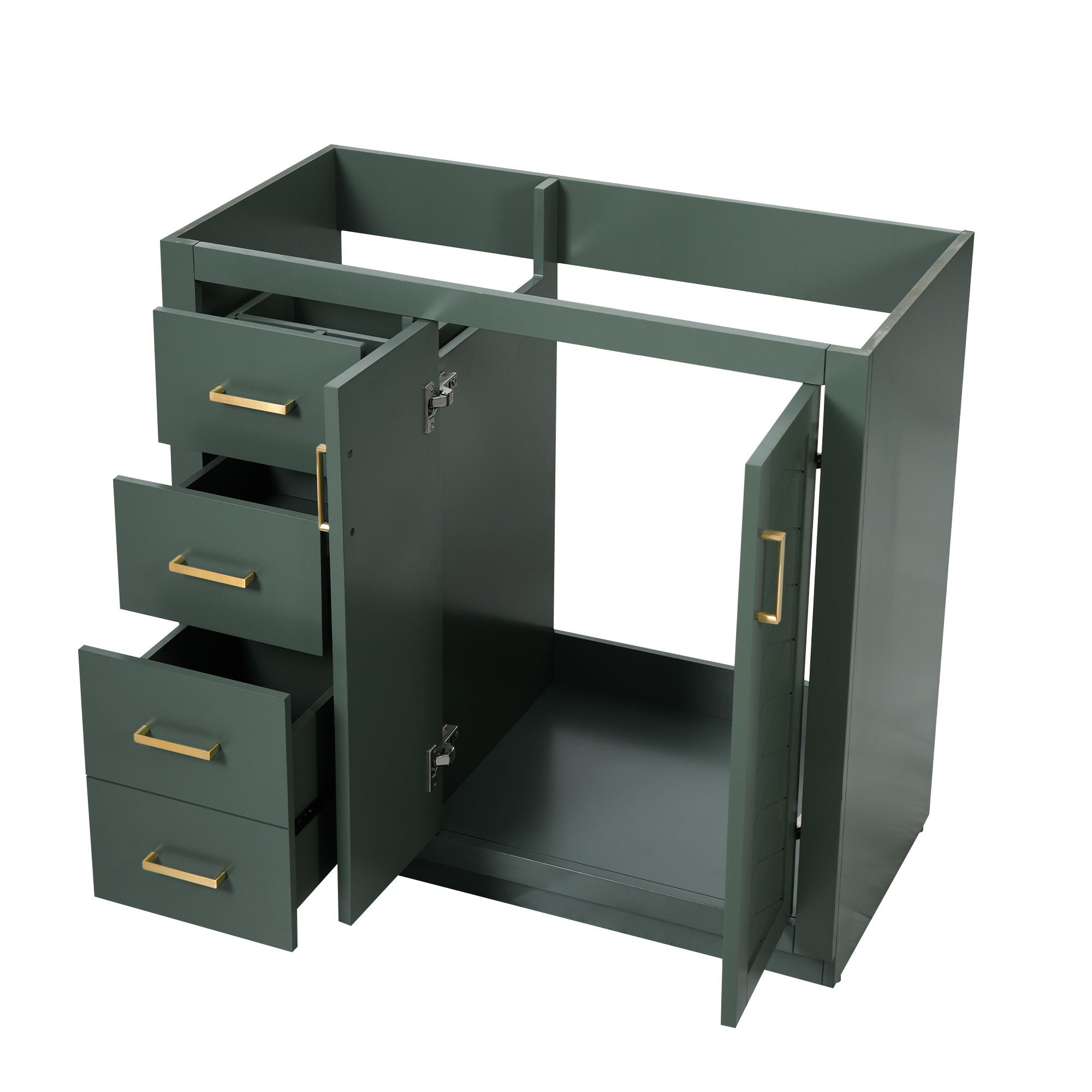 Retro Style Bathroom Vanity, 3 Drawers &amp; Soft Closing Doors