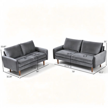 Kent - 2 Piece Sofa &amp; Loveseat Set For Living Room - Gray