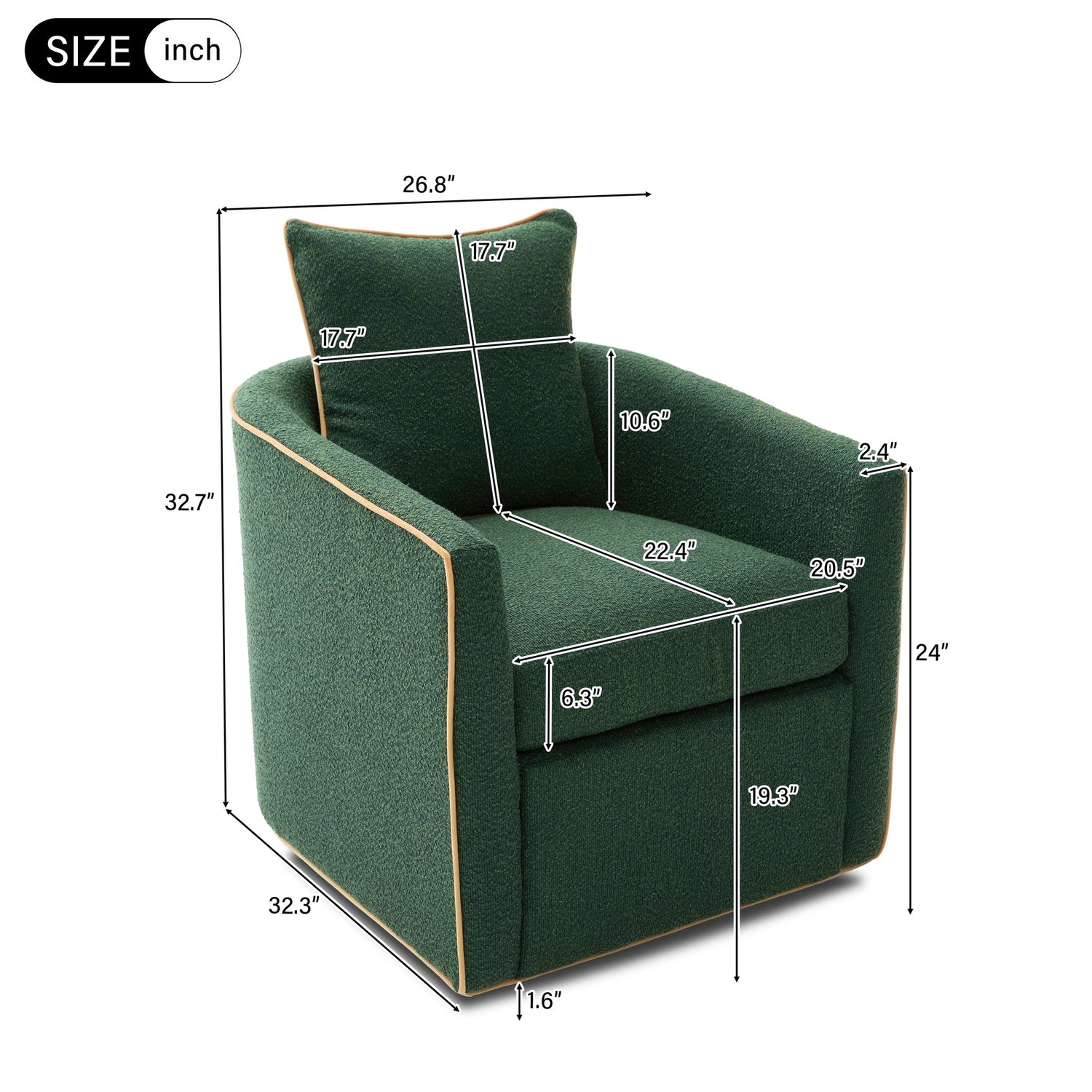 Swivel Accent Chair, Rotating Base, For Living Room