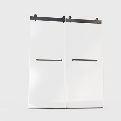 Frameless Double Sliding Soft-Close Shower Door, 3 / 8&quot; (10Mm) Thick SGCC Tempered Glass Door, Matte
