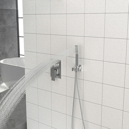 10&quot; Square Dual Shower Head System Wall Mounted With Rough In Valve Modern Bathroom Fixture