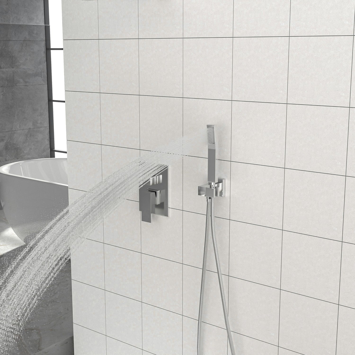 Dual Shower Head System With 12&quot; Square Rain Shower And Rough In Valve
