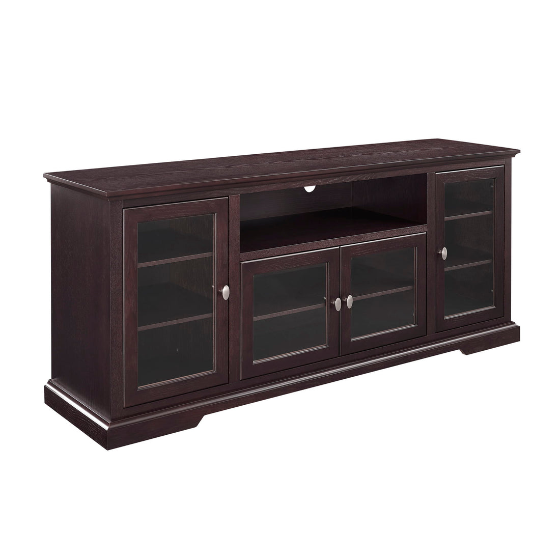 Transitional Classic 70&quot; TV Stand For 80&quot; TVs With 4 Glass Doors