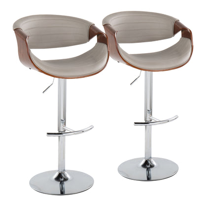 Symphony - Mid Century Modern Adjustable Barstool &amp; Swivel With Rounded T Footrest (Set of 2)