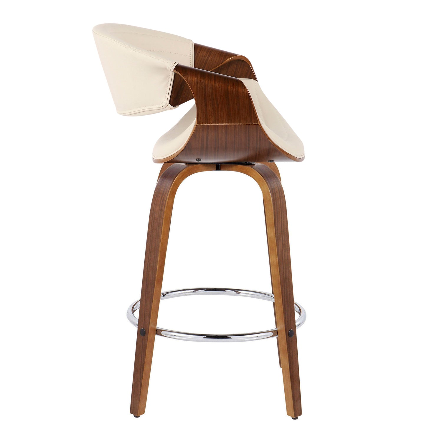 Symphony - Mid Century Modern Fixed Height Counter Stool &amp; Swivel With Round Footrest (Set of 2)