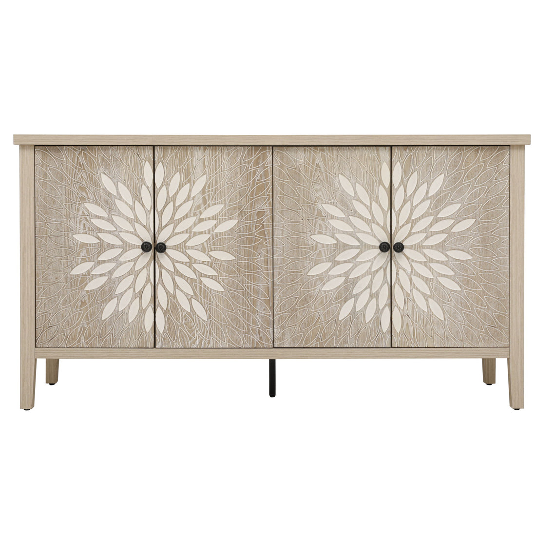 Modern Storage Cabinet With 4 Doors &amp; Adjustable Shelves