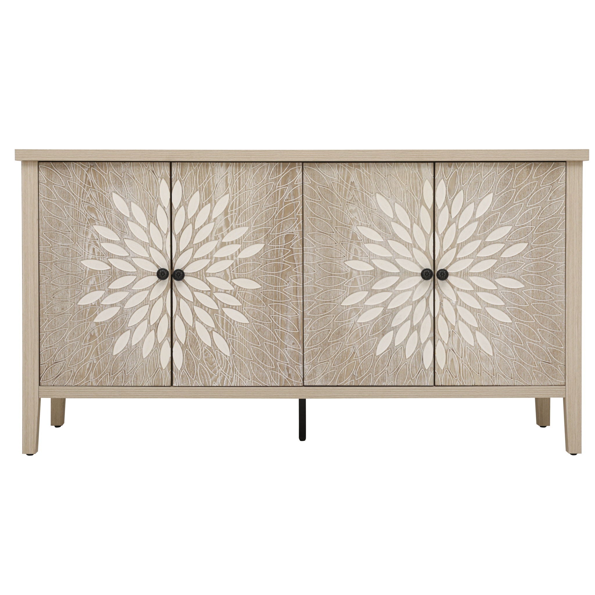 Modern Storage Cabinet With 4 Doors &amp; Adjustable Shelves