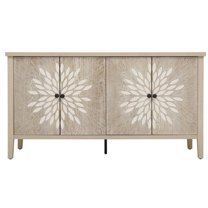 Modern Storage Cabinet With 4 Doors &amp; Adjustable Shelves