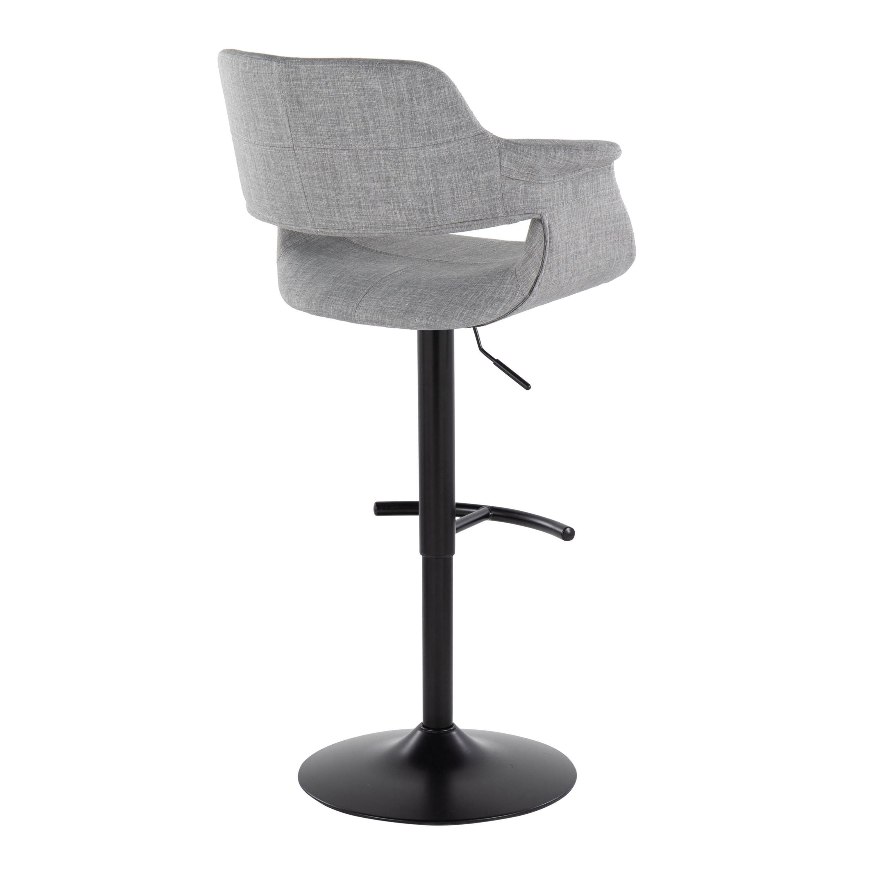 Vintage Flair - Mid Century Modern Adjustable Barstool With Swivel &amp; Rounded T Footrest (Set of 2)