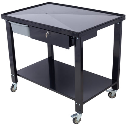 Transmission Teardown Work Station 1 / 2 Ton Capacity Sloping Drain Table Locking Drawer Removable Drain Basin Full-Width Lower Shelf Four 4&quot; Caster Wheels