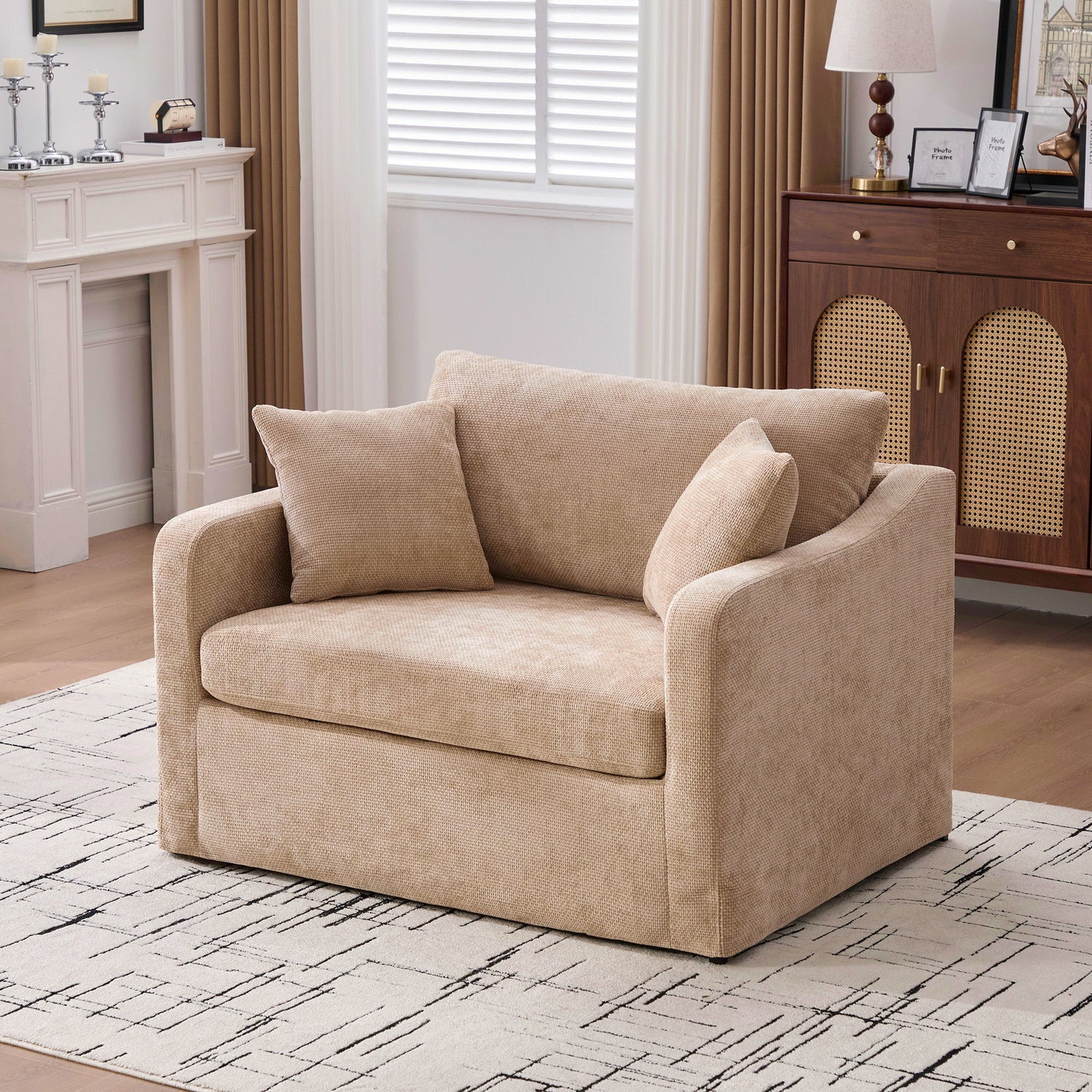 Accent Chair With 2 Bolster Pillows