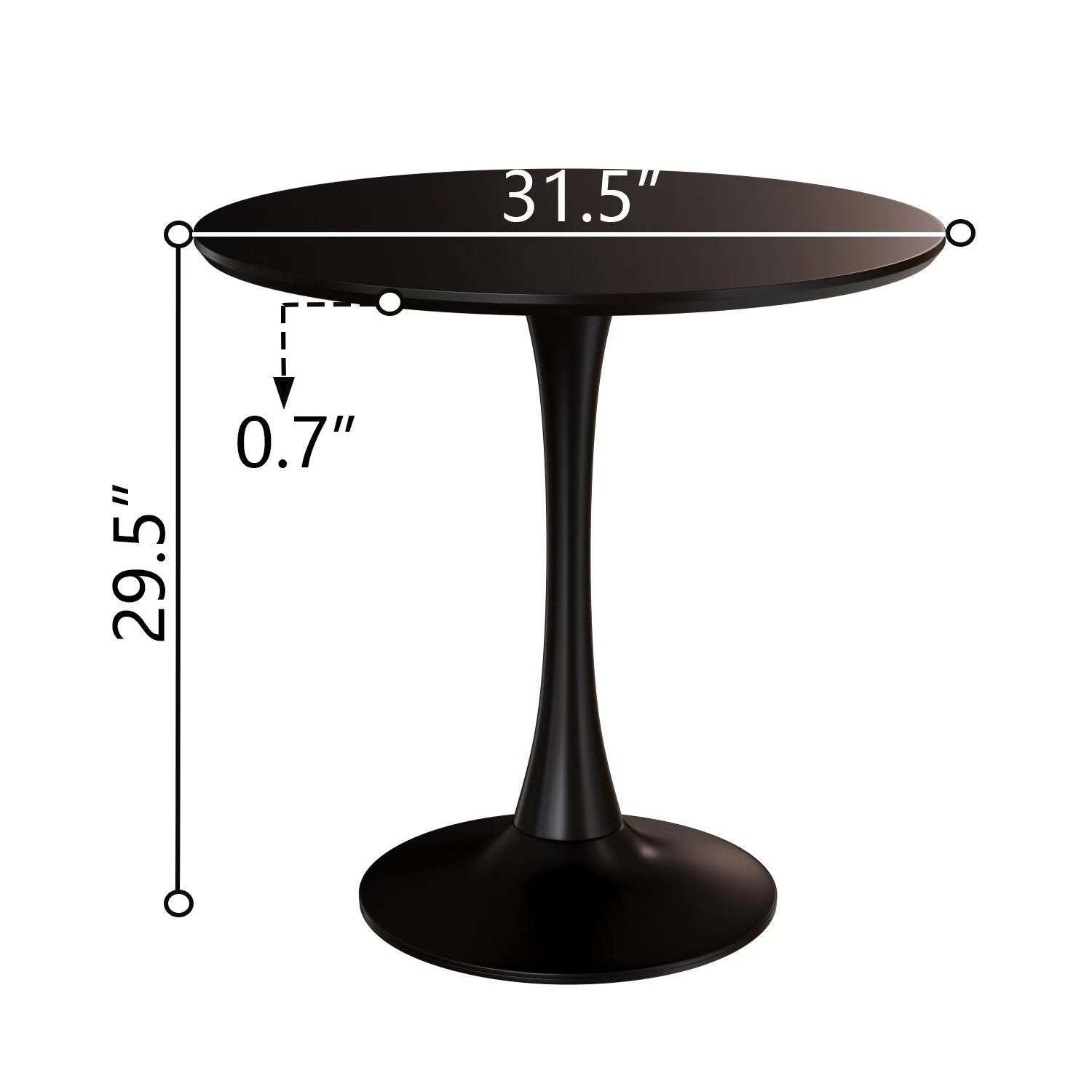 Mid Century Modern Round Dining Table With Top &amp; Pedestal Base