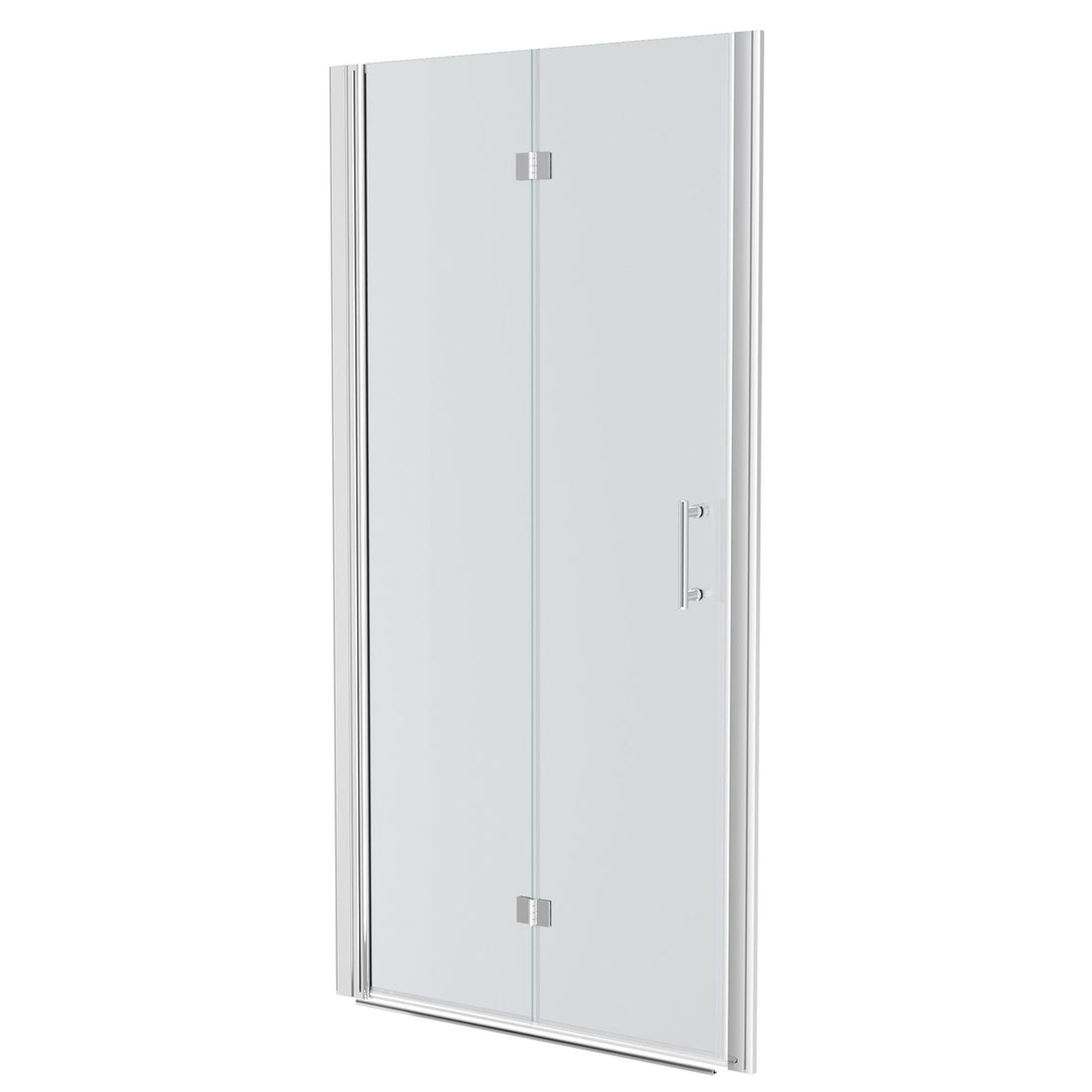 Fold Frameless Shower Door With Tempered Glass - Chrome