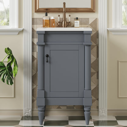 Bathroom Vanity With Sink, Storage Cabinet With Door, Drop In Sink, Compact Freestanding Design