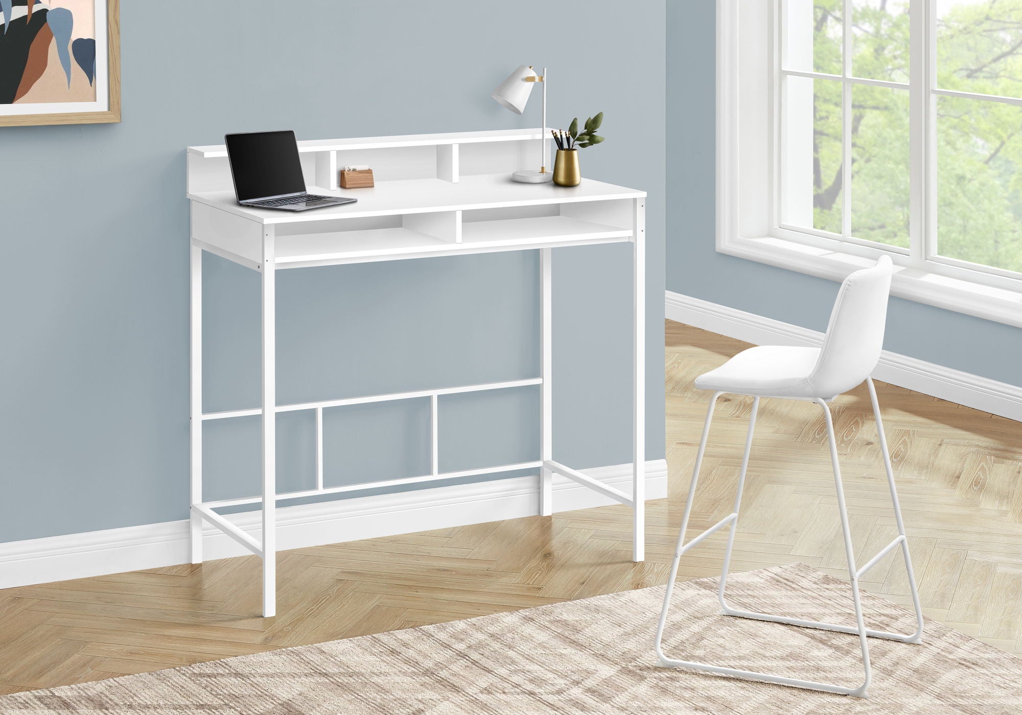 Computer Desk For Home Office, Standing, Storage Shelves, Laptop, Contemporary &amp; Modern