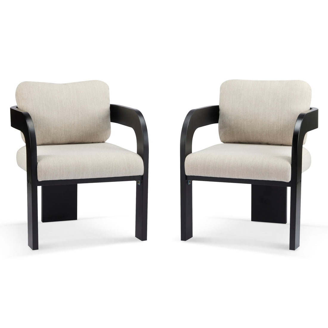 Dining Chairs With Pillow Back (Set of 2) - Beige / Black