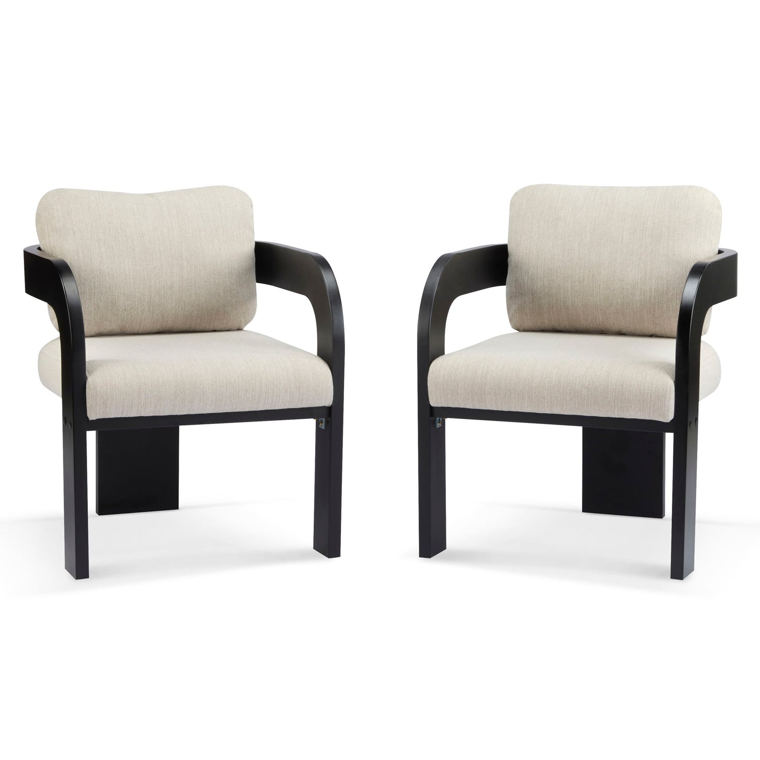 Dining Chairs With Pillow Back (Set of 2) - Beige / Black