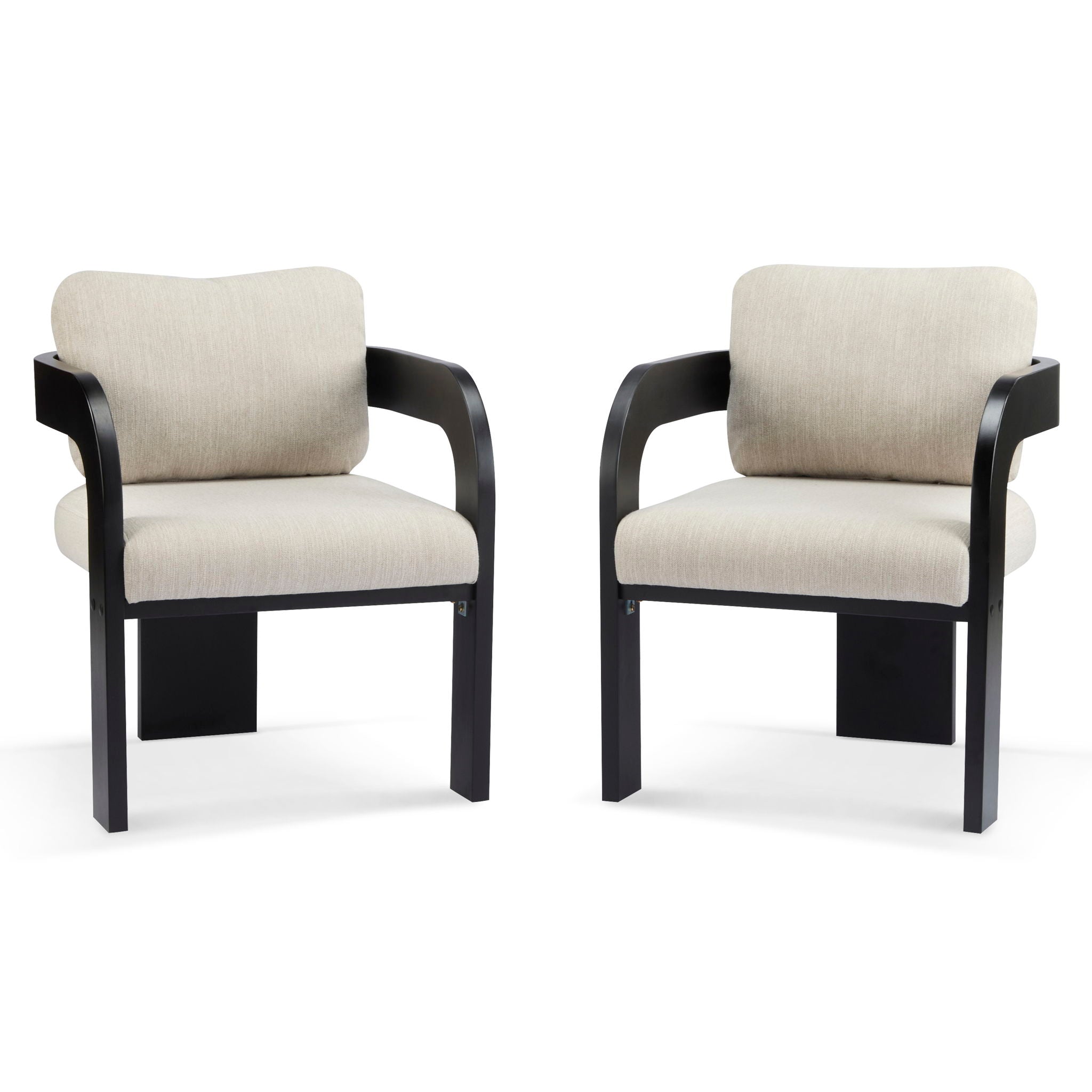 Dining Chairs With Pillow Back (Set of 2) - Beige / Black