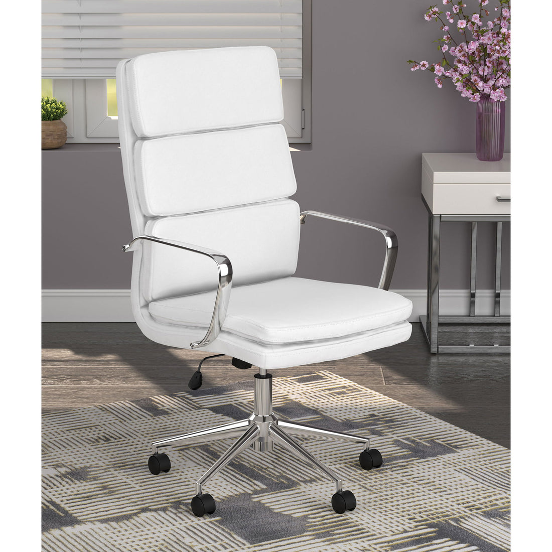 Molly - Upholstered Adjustable High Back Office Chair With Base - White