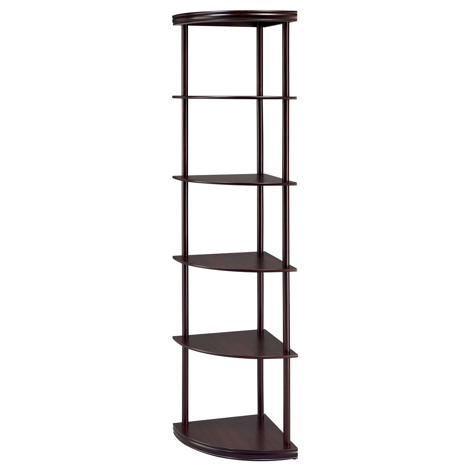 Corner Bookcase With 5 Shelves, Compact Design For Living Room - Cappuccino