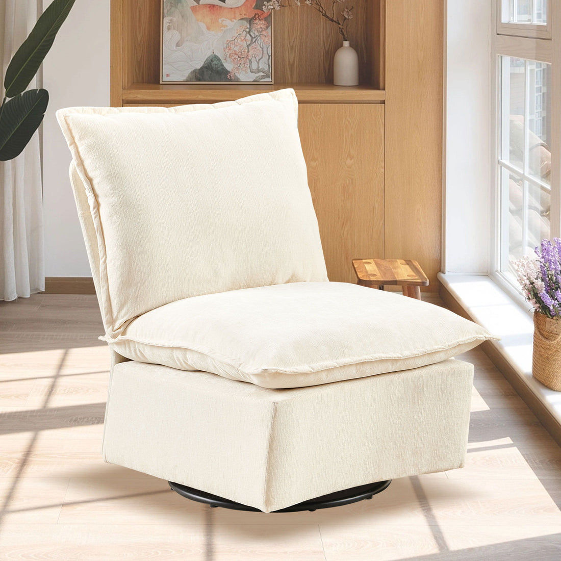 Detachable Chenille Single 360 Swivel Rocking Rocker, 360 Swivel Sofa Chair &amp; Single Sofa Lounge, Comfortable Seating For Living Room &amp; Bedroom Sofa 1 Piece
