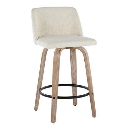 Toriano - Contemporary Fixed Height Counter Stool Swivel &amp; Round Footrest (Set of 2)