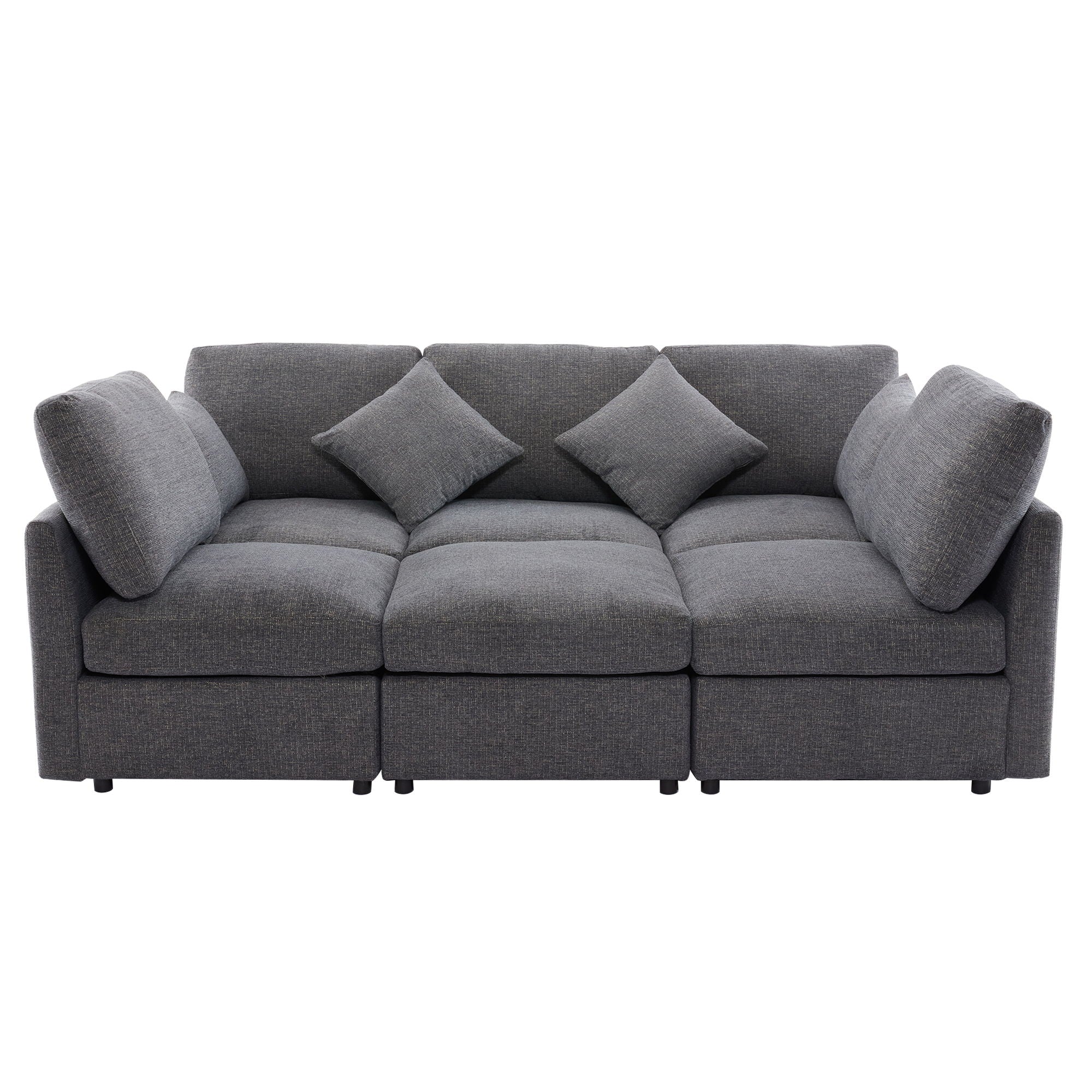 Sectional Sofa Modular U-Shaped With Ottoman &amp; USB Ports