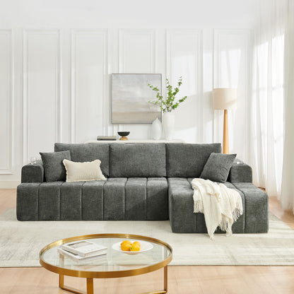 L - Shaped Sectional Sofa With Cup Holders &amp; Side Pockets