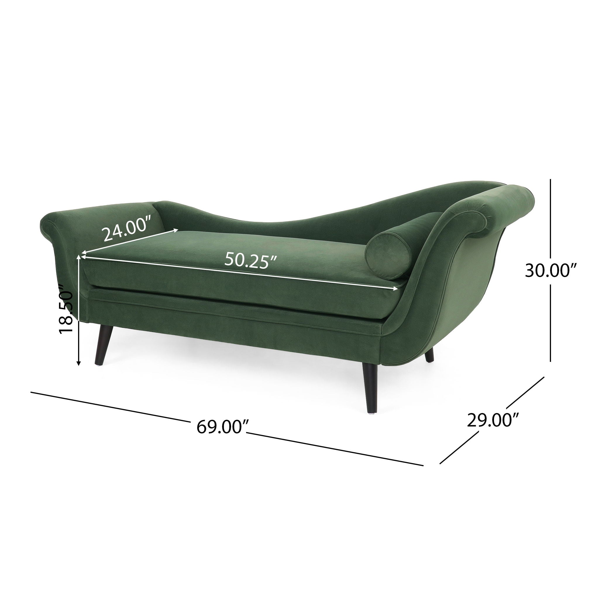 Auroral - Upholstered Chaise Lounge With Scrolled Arms And Tapered Legs