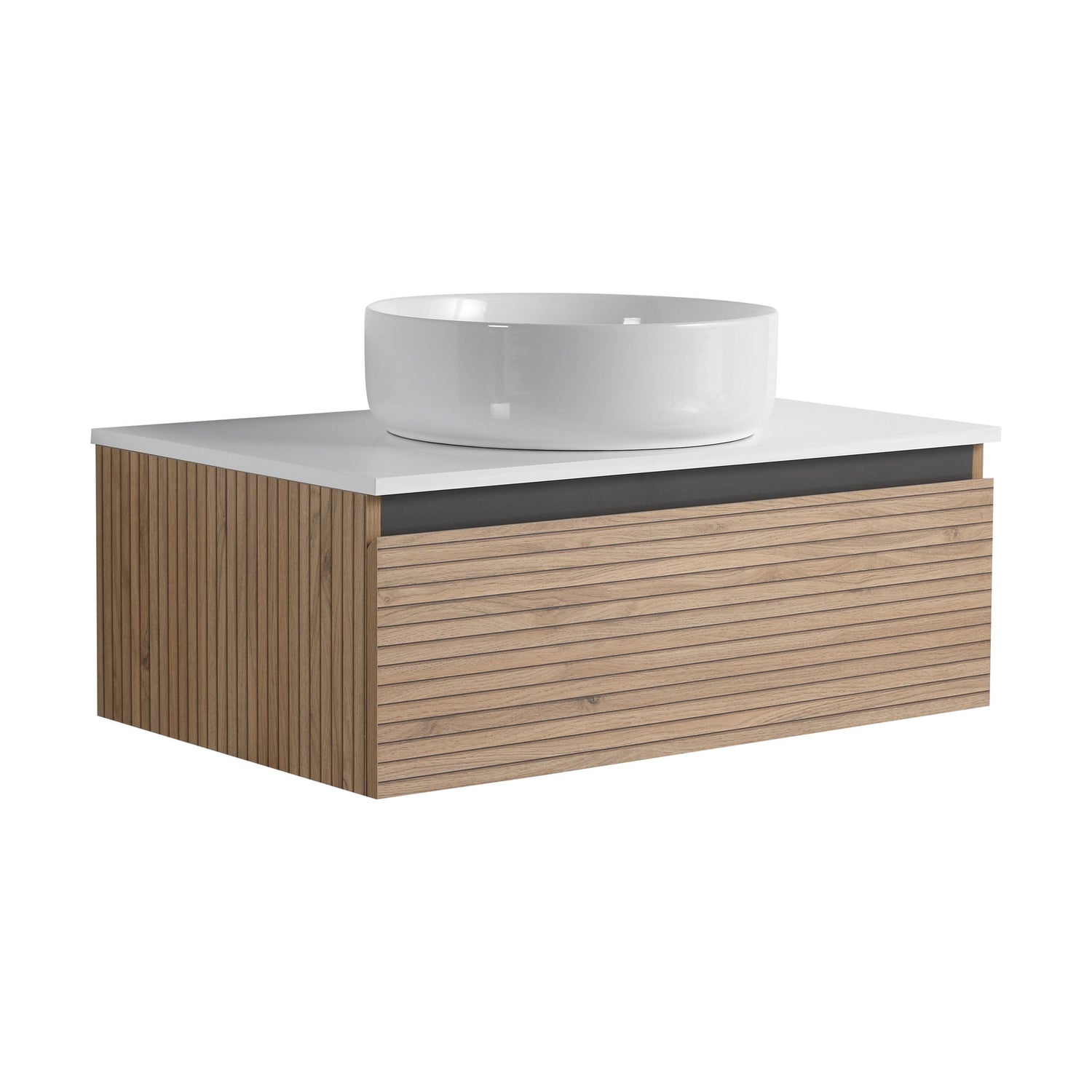 Wall Mounted Bathroom Vanity With Art Sink &amp; 1 Soft Close Drawer
