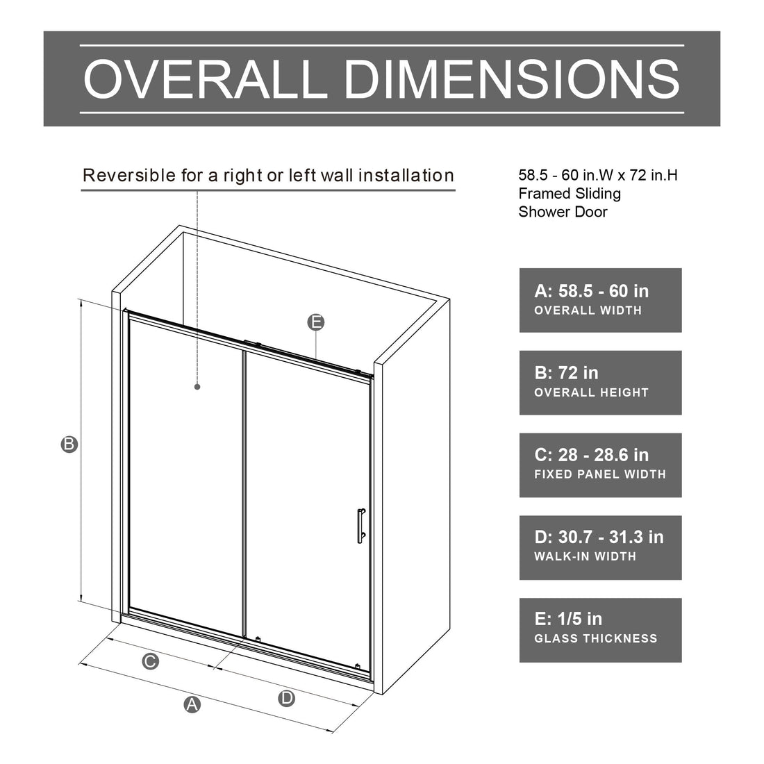 Sliding Shower Door With And Handle - Chrome