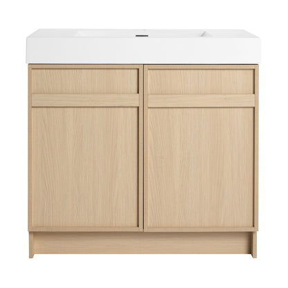 Freestanding Bathroom Vanity With Resin Sink &amp; Soft Close Cabinet Doors