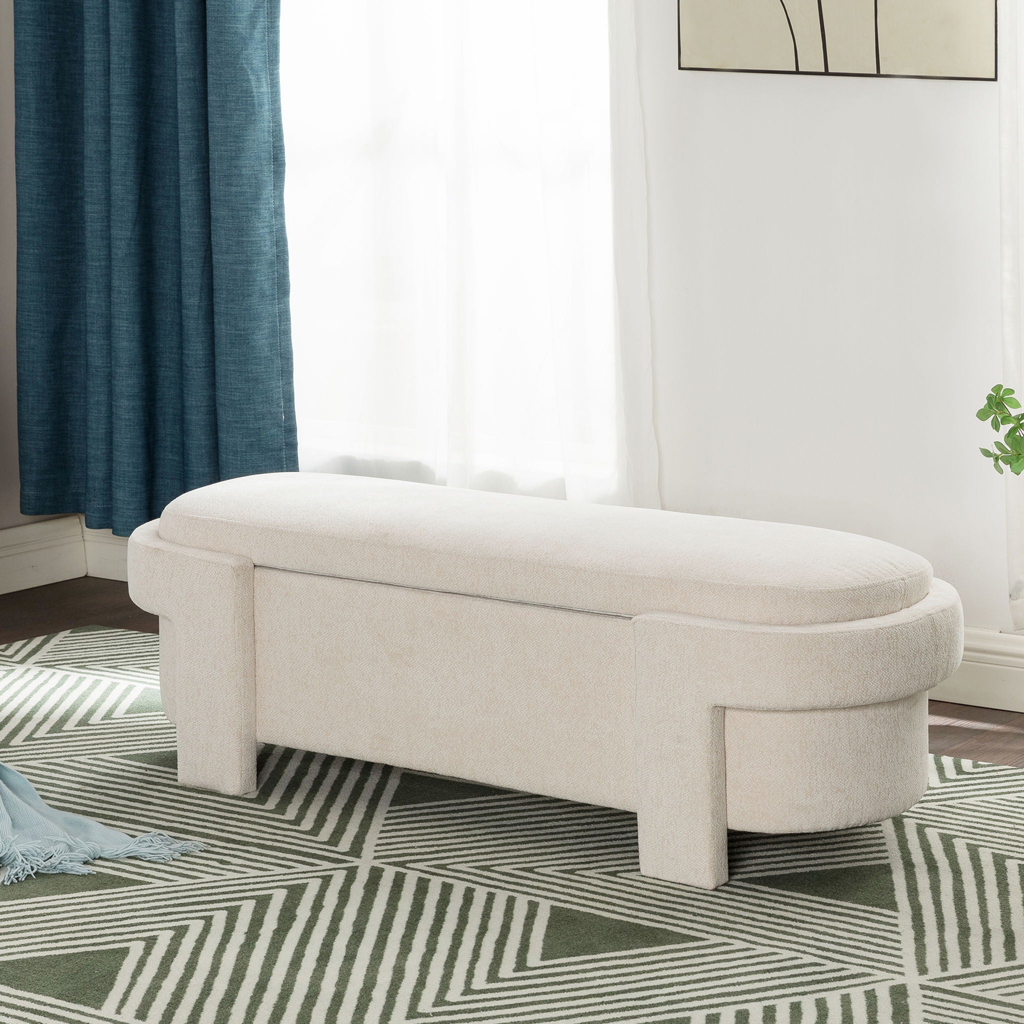 Versatile Storage Ottoman Bench, Spacious &amp; Durable - Beige