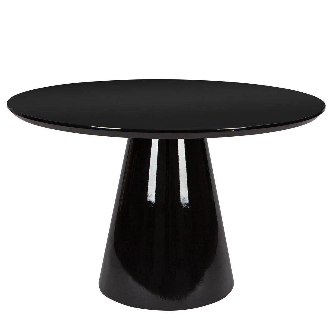 Modern High Gloss Minimalist Round Dining Table - Black