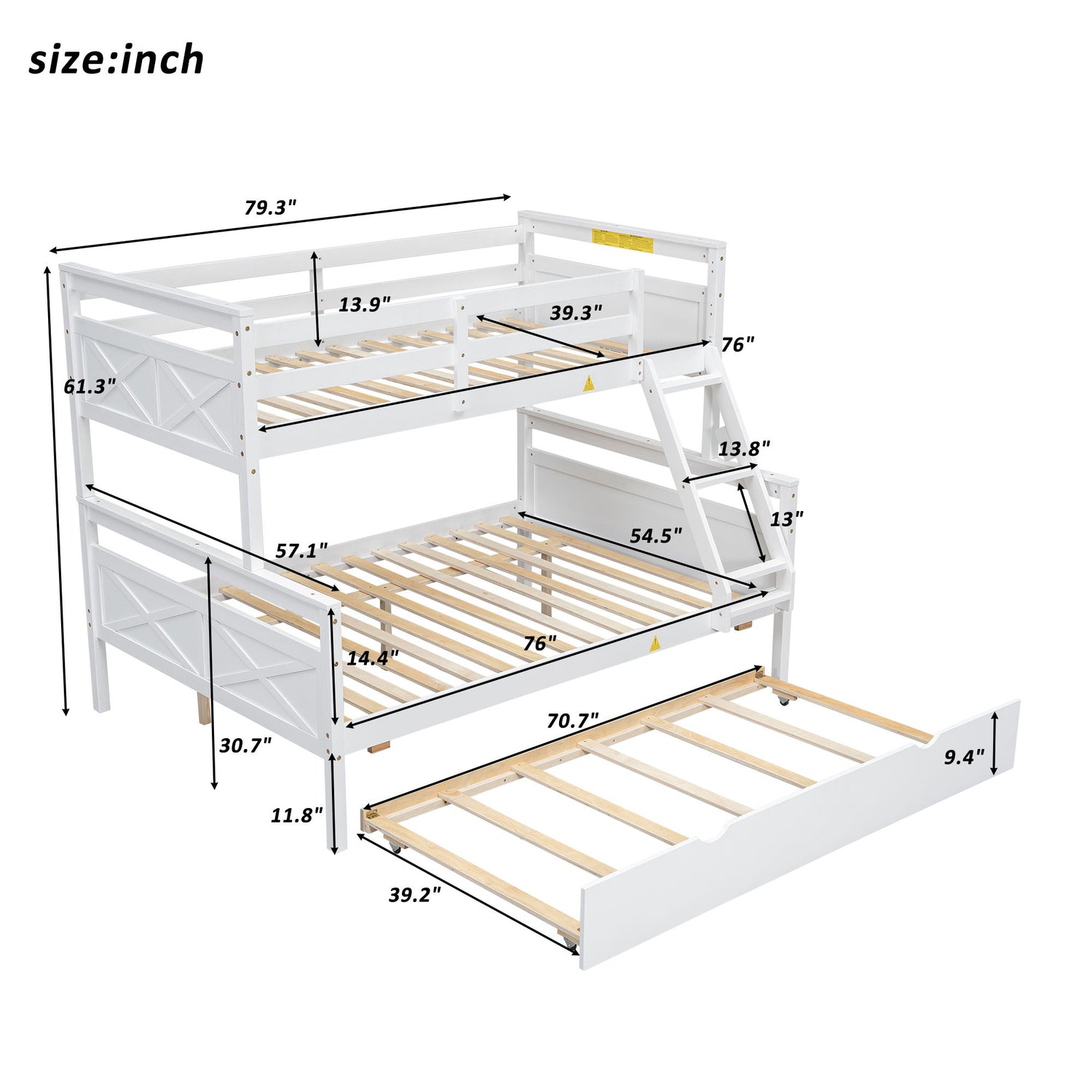 Bunk Bed With Ladder And Safety Guardrail
