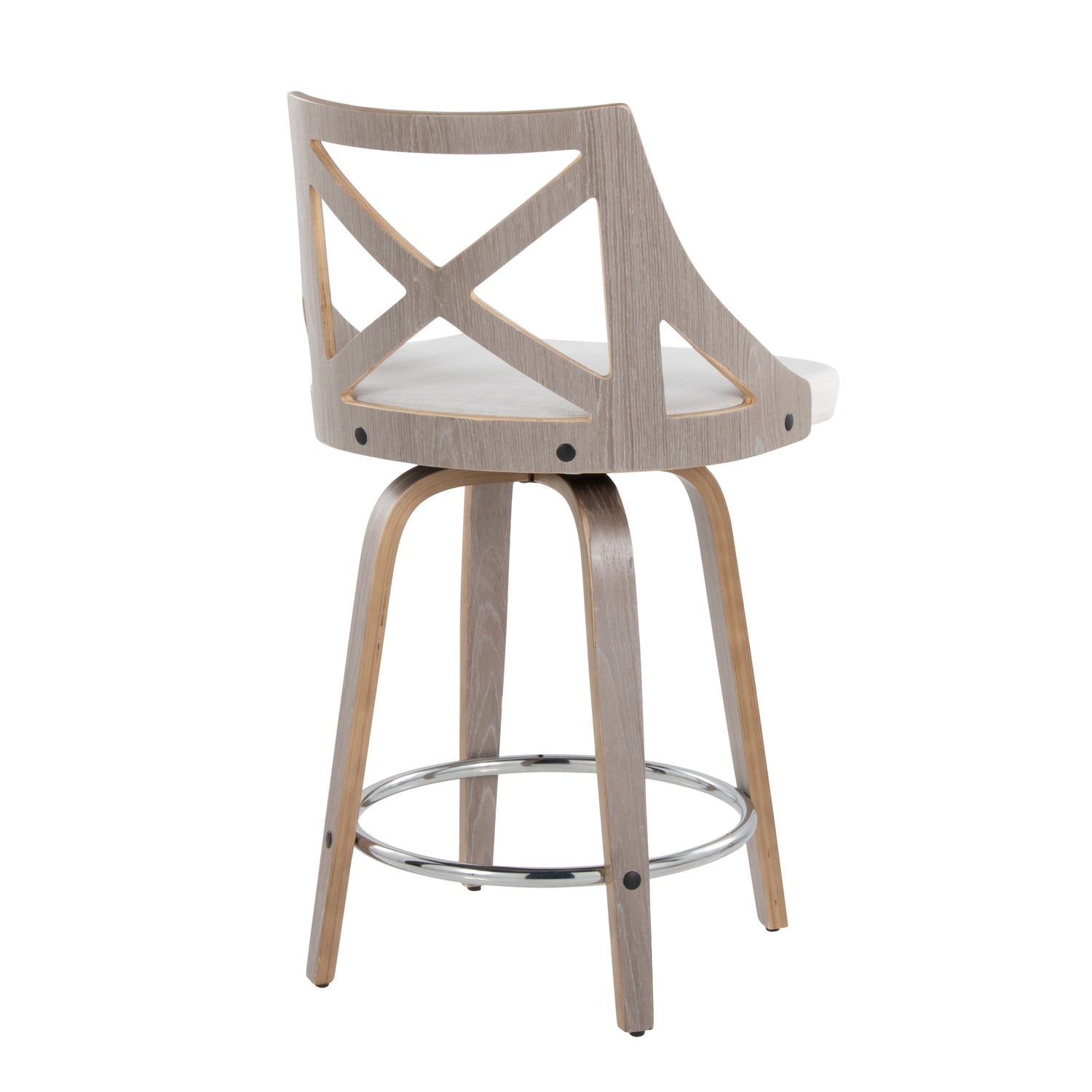 Charlotte - Farmhouse Fixed Height Counter Stool &amp; Swivel With Round Footrest (Set of 2)