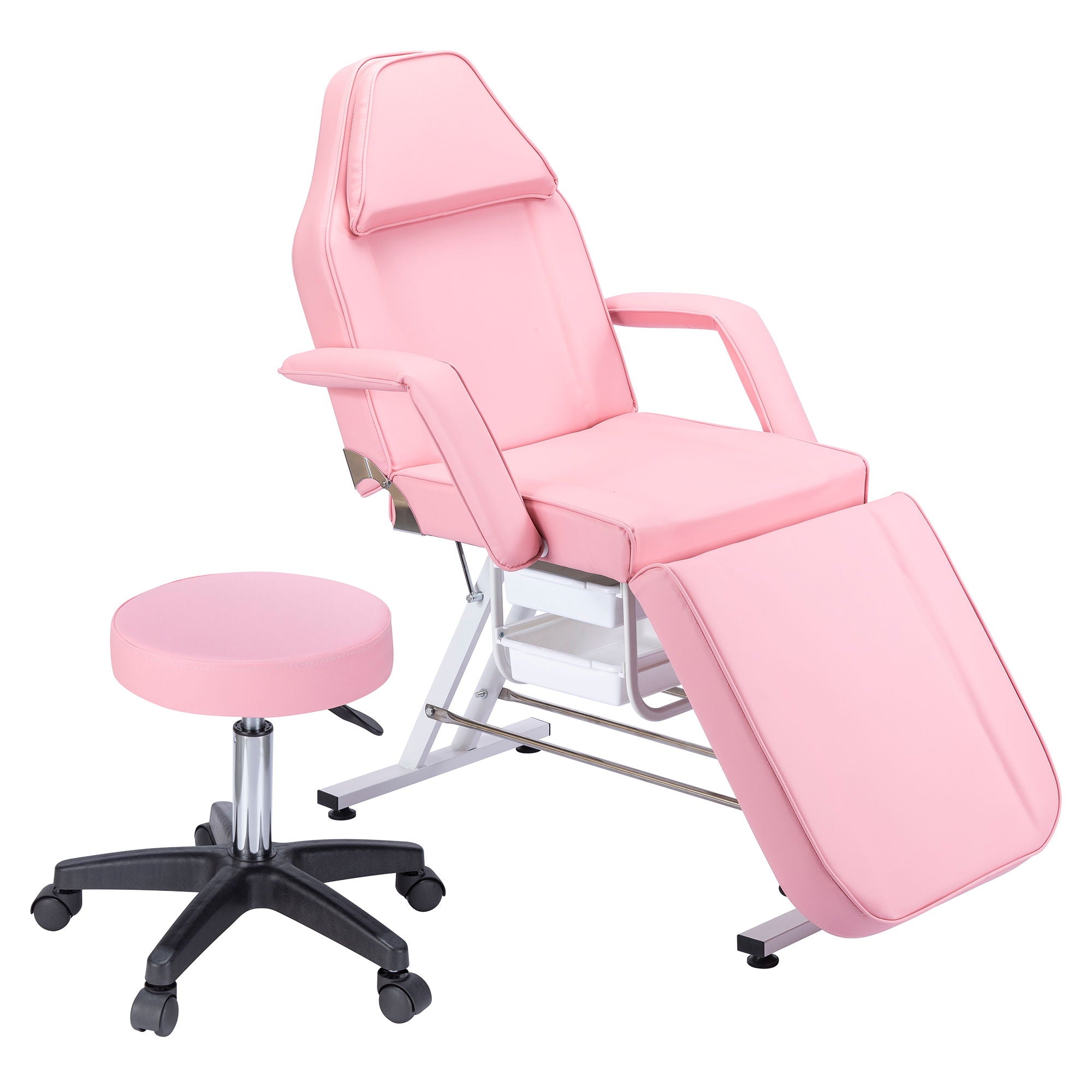 72.8&quot; Massage Salon Tattoo Chair With Two Trays Esthetician Bed With Hydraulic Stool, Multi-Purpose 3-Section Facial Bed Table, Adjustable Beauty Barber Spa Beauty Equipment