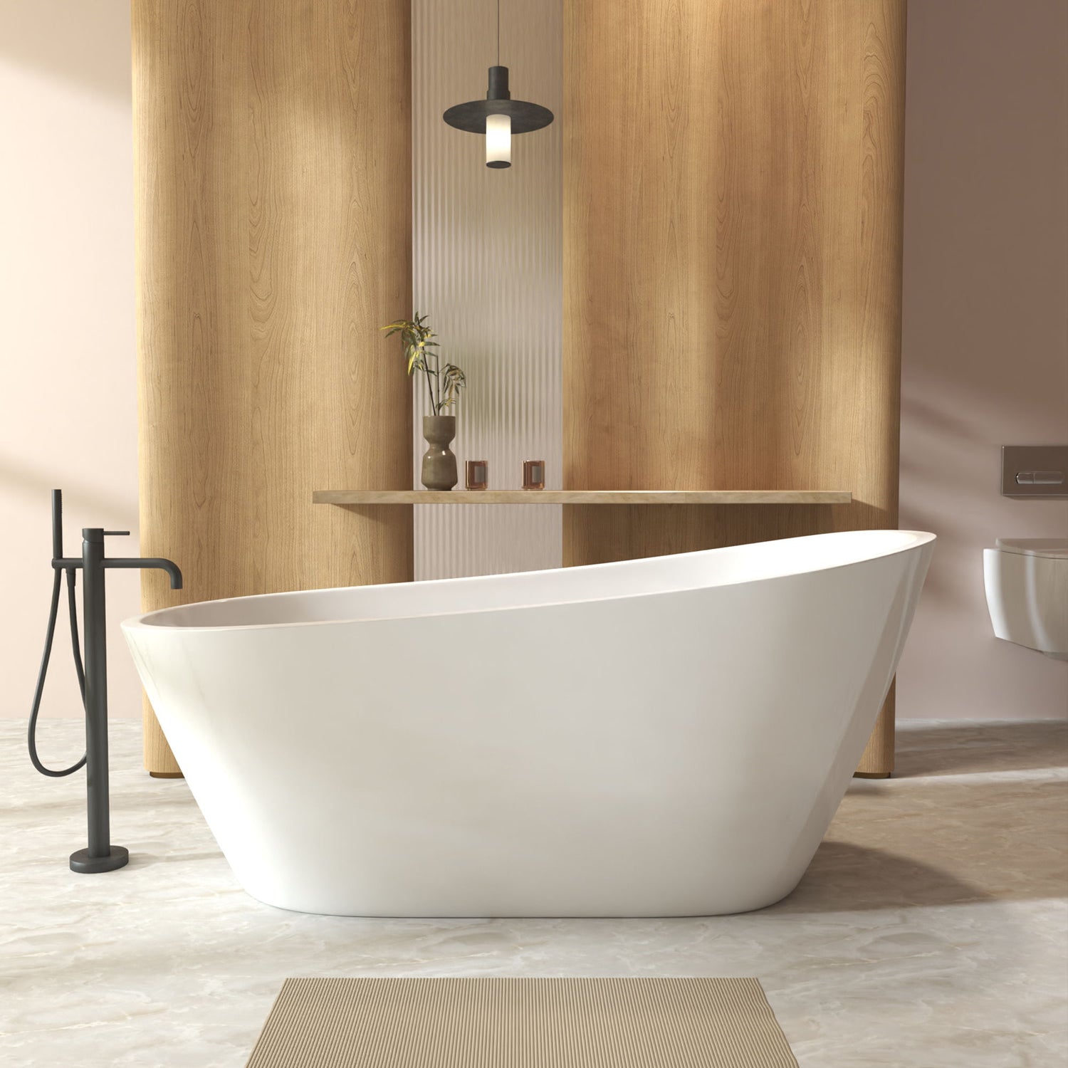 Special-Shaped Freestanding Slipper Bathtub, Overflow &amp; Pop Up Drain