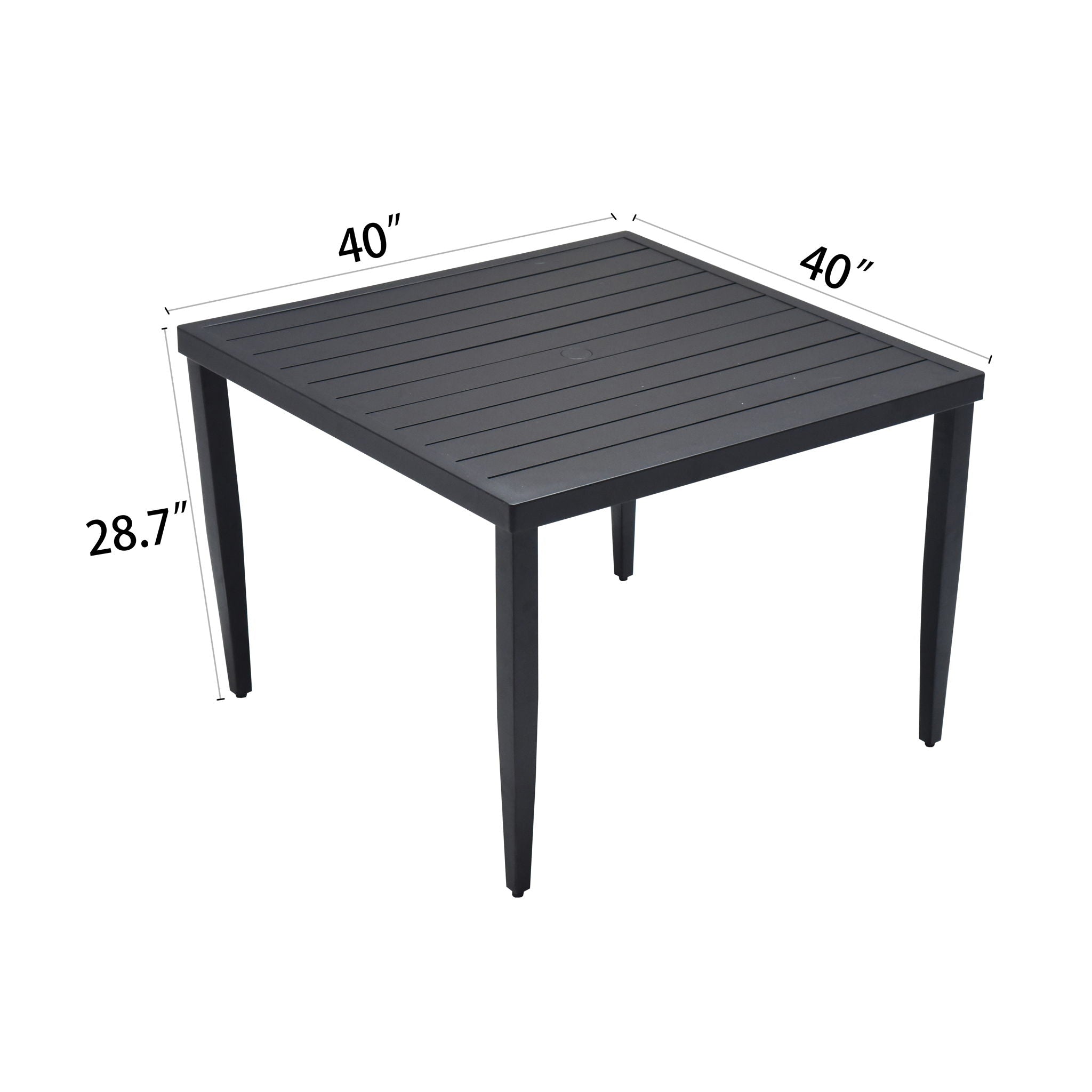 Outdoor Patio Dining Table With Tapered Feet &amp; Umbrella Hole
