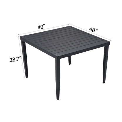 Outdoor Patio Dining Table With Tapered Feet &amp; Umbrella Hole