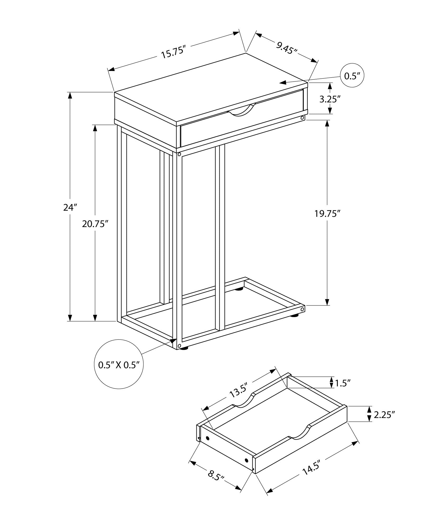 Accent Table, C - Shaped Contemporary &amp; Modern Design