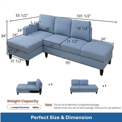 L - Shaped Sectional Sofa With Chaise &amp; Ottoman