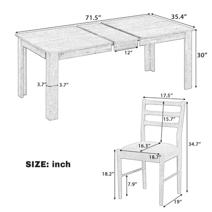 7 Piece Dining Set With Extendable Table, 2 Drawers &amp; 6 Upholstered Chairs