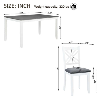 Kitchen Dining Set, Rectangular Dining Table &amp; Upholstered Chairs